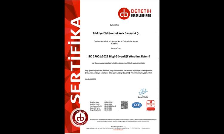 TSE ISO 27001 Bilgi Güvenliği Yönetim Sistemi Sertifikamız