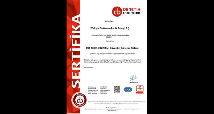 TSE ISO 27001 Bilgi Güvenliği Yönetim Sistemi Sertifikamız